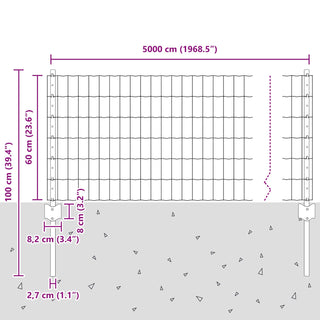 Gartenzaun Set Set aus 2 Feuerverzinkter Stahl 50 x 0.6 m Stabil