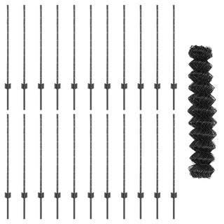 Gartenzaun-Set Set aus 2 Grau Verzinkter Stahl 25 x 1 m