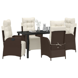 5-teiliges Garten-Dinner-Set aus braunem Poly-Rattan