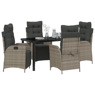 5-teiliges Garten-Essgruppe Grau Poly-Rattan