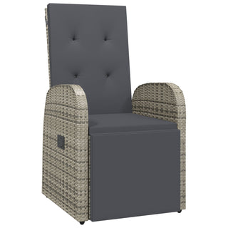 5-teiliges Garten-Esszimmer-Set mit Kissen Grau Poly-Rattan