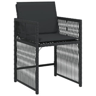 9-teiliges Garten Essset mit Kissen Schwarz Poly Rattan