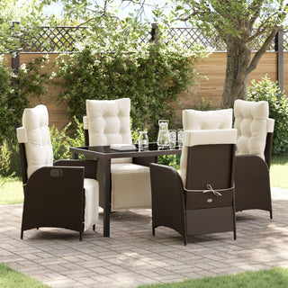 5-teiliges Garten-Dinner-Set aus braunem Poly-Rattan