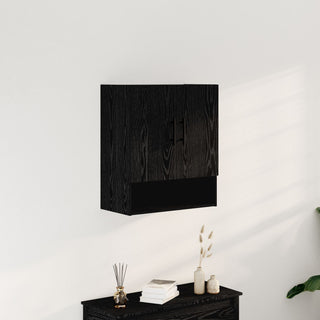 Wandregal Schwarz Eiche 60x31x70 cm Werkstoff