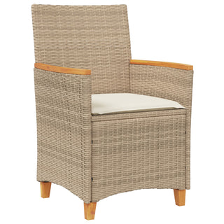 3-teiliges Garten Esstisch Set mit Kissen Beige Poly Rattan