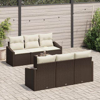 7-teiliges Garten Sofa Set mit Kissen, Braun Poly Rattan