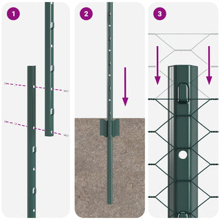 Set aus sechseckigem Gartenzaun Set aus 2 Grün Metall 25 x 1,2 m