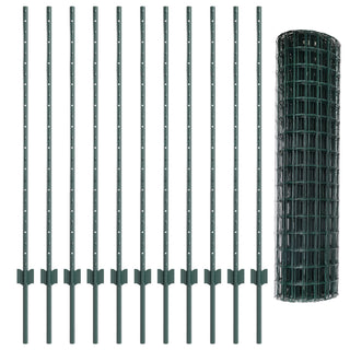 Gartenzaunrolle Set aus 2 Grün Pulverbeschichteter Stahl