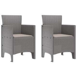 3-teilige Garten Essgruppe mit Kissen Helles Grau Poly-Rattan