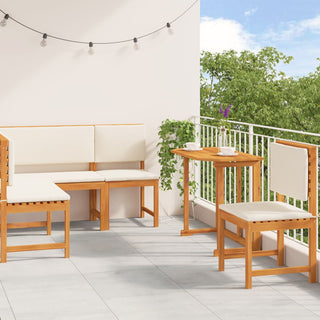 4-teiliges Garten Esstisch-Set mit Kissen - Massivholz Akazie