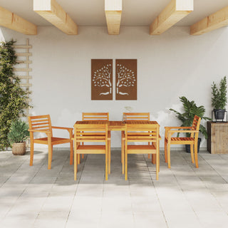 7-teiliges Garten-Esszimmer-Set aus massivem Akazienholz