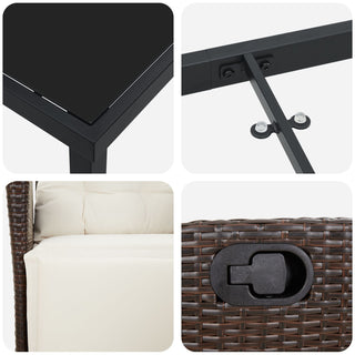 7-teiliges Garten-Esszimmer Set Braun Poly-Rattan