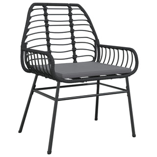 9-teiliges Garten-Essgruppen-Set mit Kissen Schwarz Poly Rattan