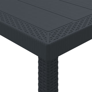 9-teiliges Garten-Ess-Set mit Kissen Anthrazit Poly-Rattan