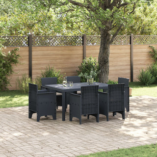 7 teiliges Garten Essset mit Kissen Anthrazit Poly Rattan