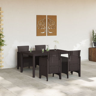 5-teiliges Garten Essset Braunes Poly-Rattan