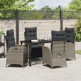 5-teiliges Garten-Essgruppe Grau Poly-Rattan