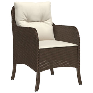 5-teiliger Garten-Ess-Set mit Kissen Braun Poly Rattan