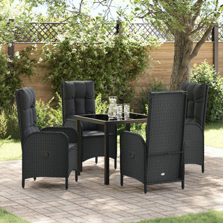 5-teiliges Garten-Essset Schwarz Poly-Rattan