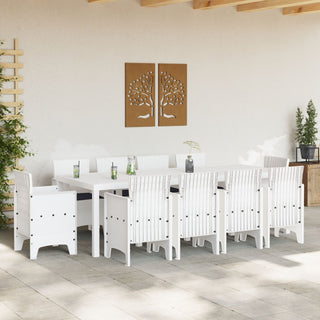 11-teiliges Garten Essgruppe mit Kissen Weiß Poly-Rattan