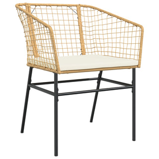 7-teiliges Garten Ess-Set mit Kissen in Braun Poly Rattan