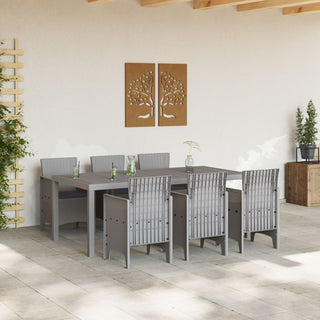 7-teiliges Garten Essset mit Kissen in Hellgrau aus Poly Rattan