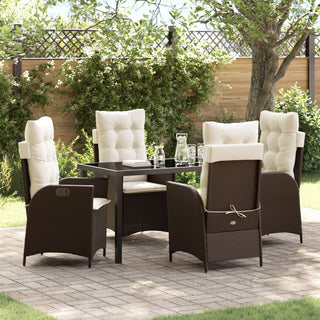 5-teiliges Garten-Esszimmer Set mit Kissen Braun Poly-Rattan