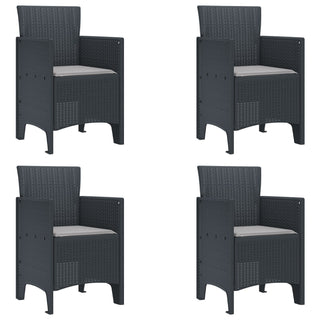 5-teiliges Garten Essset mit Kissen Anthrazit Poly Rattan