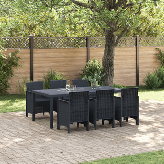 7-teiliges Garten Essgruppen Set Anthrazit Poly Rattan
