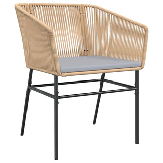 7-teiliges Garten-Ess-Set mit Kissen Braun Poly-Rattan