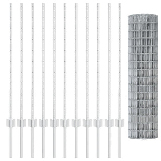 Gartenzaun Set 2-teilig Feuerverzinkter Stahl 25 x 1 m Langlebig