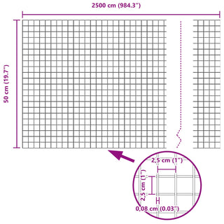 Gartenzaunset Set aus 2 Galvanisierter Stahl 25 x 0,5 m Langlebig