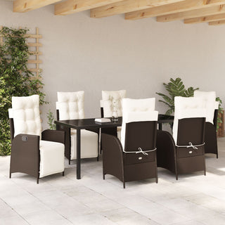 7-teiliges Garten-Esszimmer Set Braun Poly-Rattan