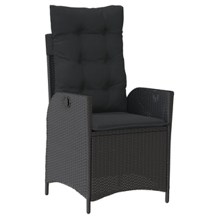 5-tlg. Garten-Esstischset mit Kissen Schwarz Poly Rattan