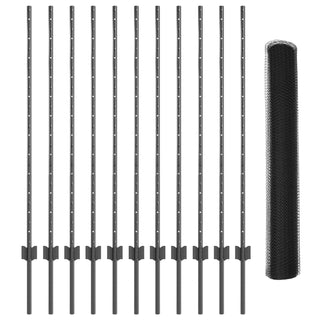 Gartenzaun Set Set von 2 Grau Pulverbeschichteter Stahl