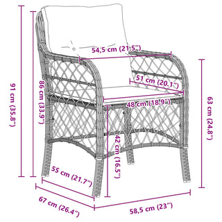 5-teilige Garten Essgruppe mit Kissen Grau Poly Rattan