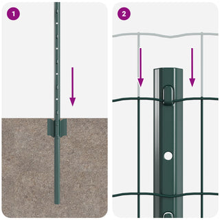 Gartenzaunpaneele Set 2 Stück Grün Pulverbeschichteter Stahl Groß