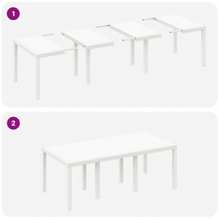 9-teiliges Garten Essset Weiß Poly-Rattan