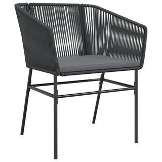 7-teiliges Garten-Esszimmer-Set mit Kissen Schwarz Poly-Rattan