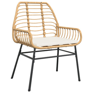 5-teiliges Garten-Ess-Set mit Kissen in Braun Poly-Rattan