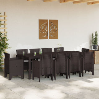 11-teiliges Garten-Essset mit Kissen Brauner Poly-Rattan