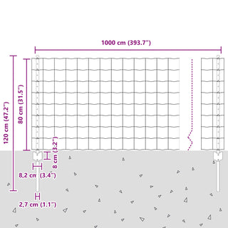 Gartenzaunset Set aus 2 Grün Stahl 10 x 0.8 m Langlebig