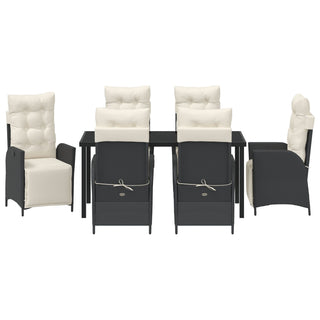 7-teiliges Garten-Esszimmer Set in Schwarz aus Poly-Rattan