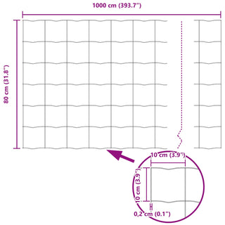 Gartenzaunset Set aus 2 Grün Stahl 10 x 0.8 m Langlebig