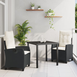 3-teiliges Gartenmöbel-Set mit Kissen Schwarz Poly-Rattan