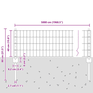 Gartenzaunset Set aus 3 Feuerverzinkter Stahl 50 x 0.4 m