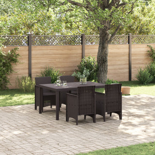 5-teiliges Garten Essset Braunes Poly-Rattan