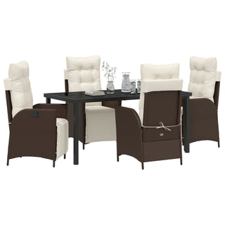 5-teiliges Garten-Essenset Braun Poly Rattan