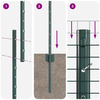 Gartenzaun Set Set aus 2 Grün Stahl Mittel Langlebig