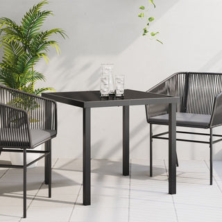 Garten Tisch Schwarz 80x80x73 cm Gehärtetes Glas